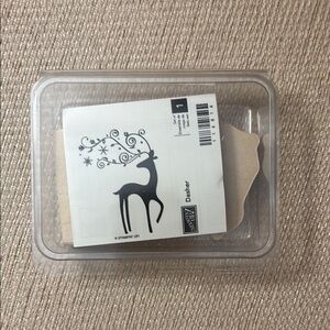 Reindeer Rubber Stamp with Swirl Design